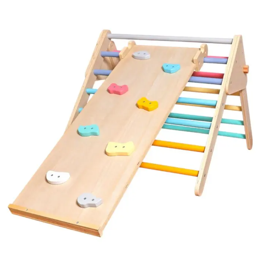 KINDER HOME Drvena penjalica i tobogan, Pikler trougao 2u1 | Ananas