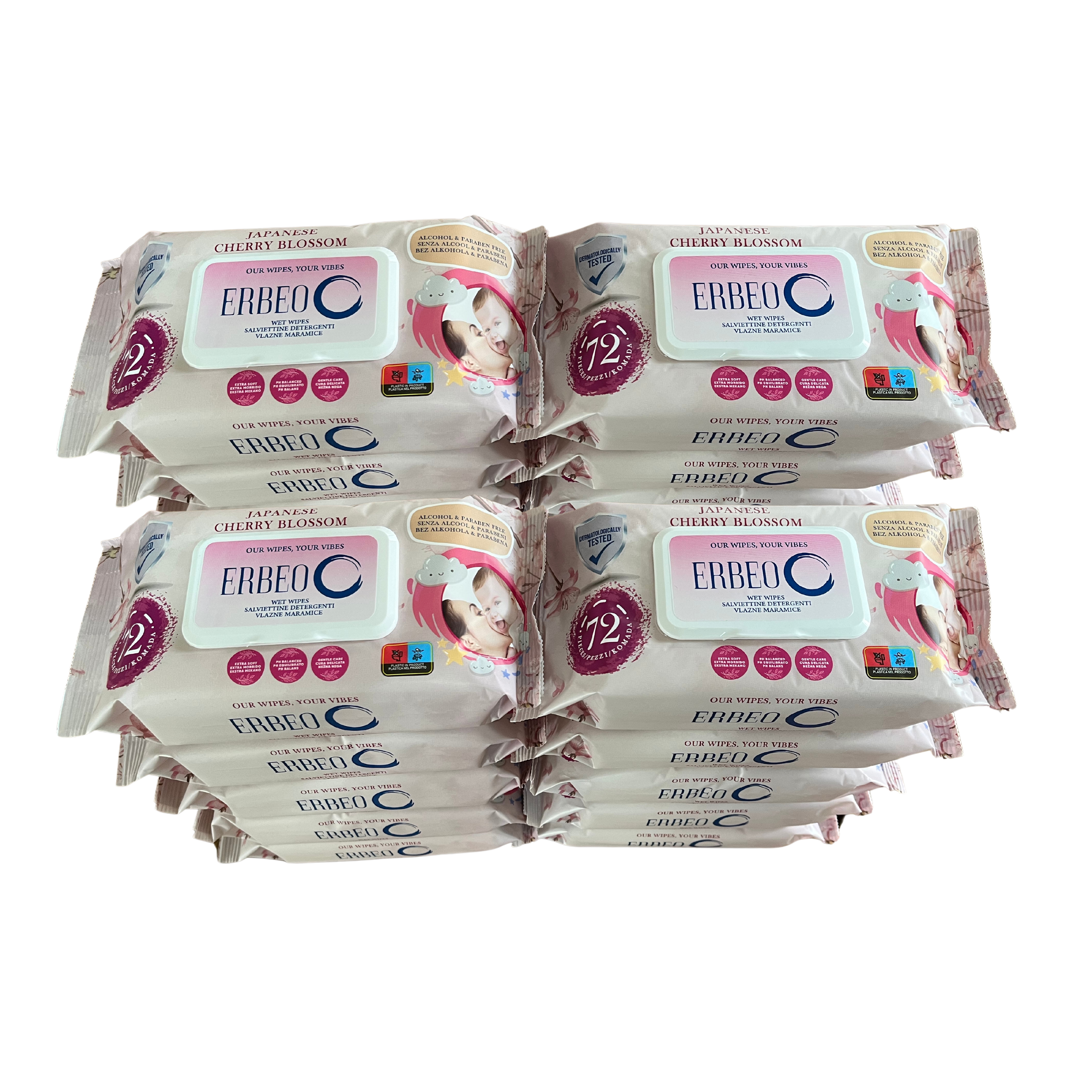 ERBEO Vlažne maramice Japanese Cherry Blossom, 72 komada, 20 pakovanja