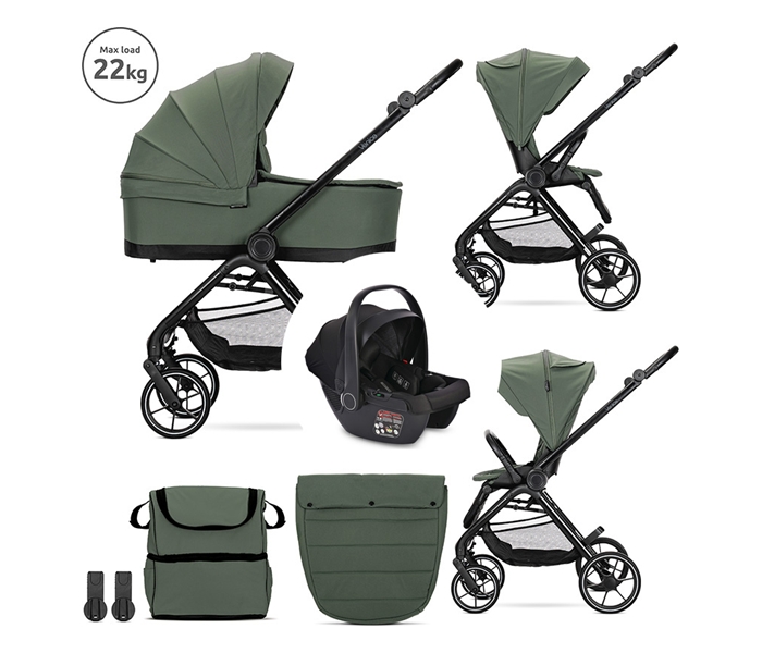Lorelli Kolica za bebe Venice 3u1, 22 kg, Zelena
