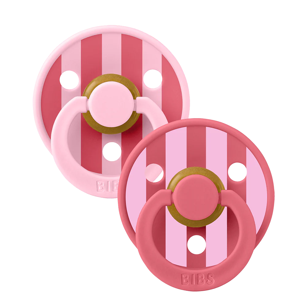 BIBS Varalice za bebe Prugaste, 2 komada, Roze-crvena
