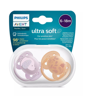 Philips Avent Varalica za bebe Ultra Soft 6-18m 2/1 ljubičasta i narandžasta