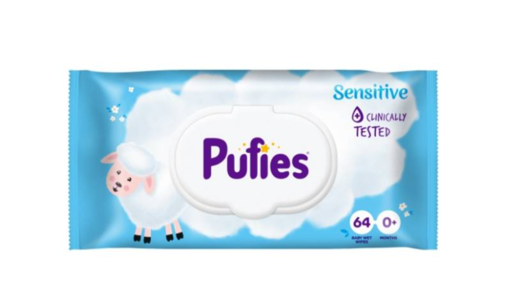 Pufies Vlažne maramice za bebe Sensitive, 64 komada