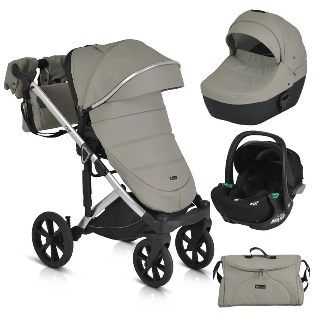 Cangaroo Kolica za bebe Eggo 3u1, 0-22 kg, Svetlosiva