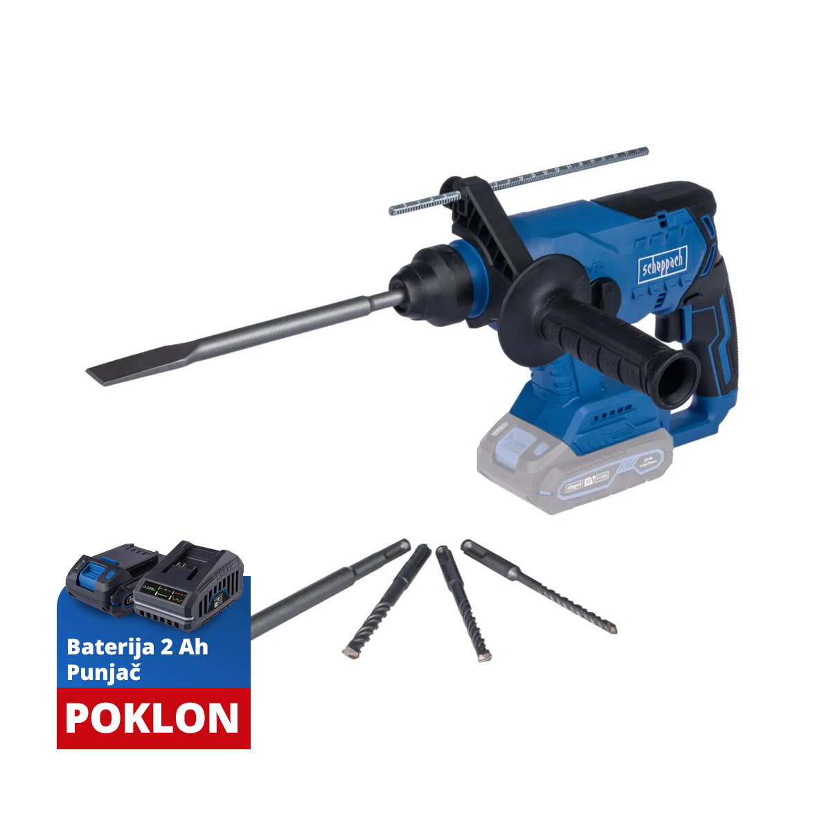 Scheppach aku udarna čekić bušilica SDS PLUS brushless IXES BC-RHD230-X 20V - SOLO, baterija i punjač GRATIS