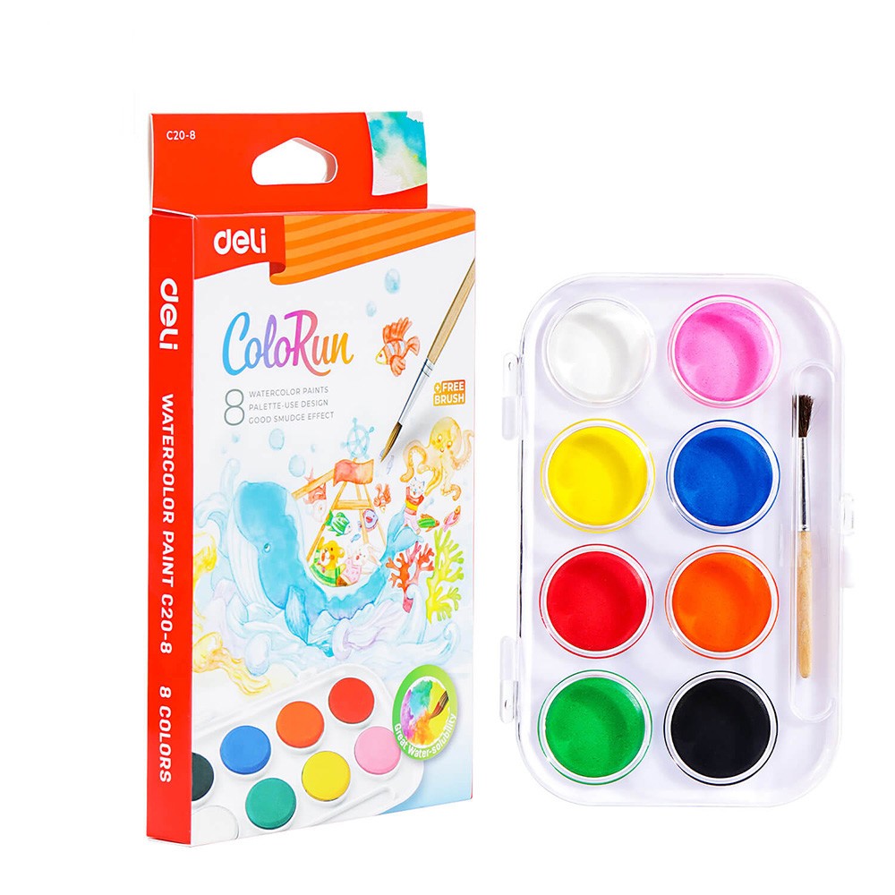 DELI vodene boje Colorun EC20-8, 8 nijansi