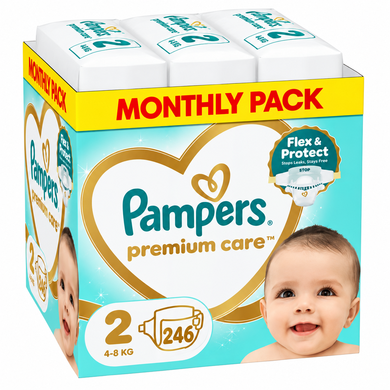 Pampers Premium Care pelene (mesečni box), veličina 2, 4-8 kg, 246 kom