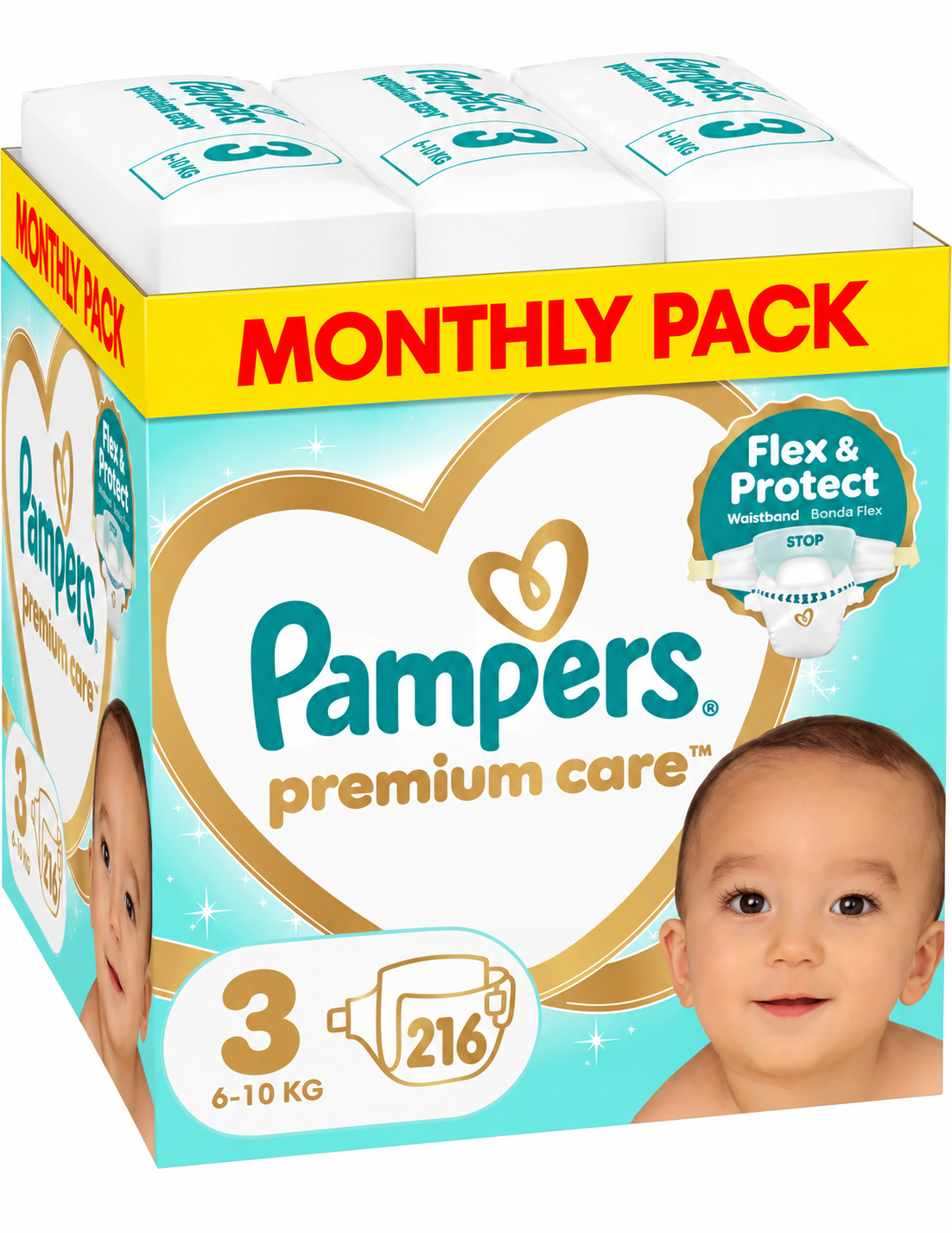 Pampers Premium Care pelene (mesečni box), veličina 3, 6-10 kg, 216 kom