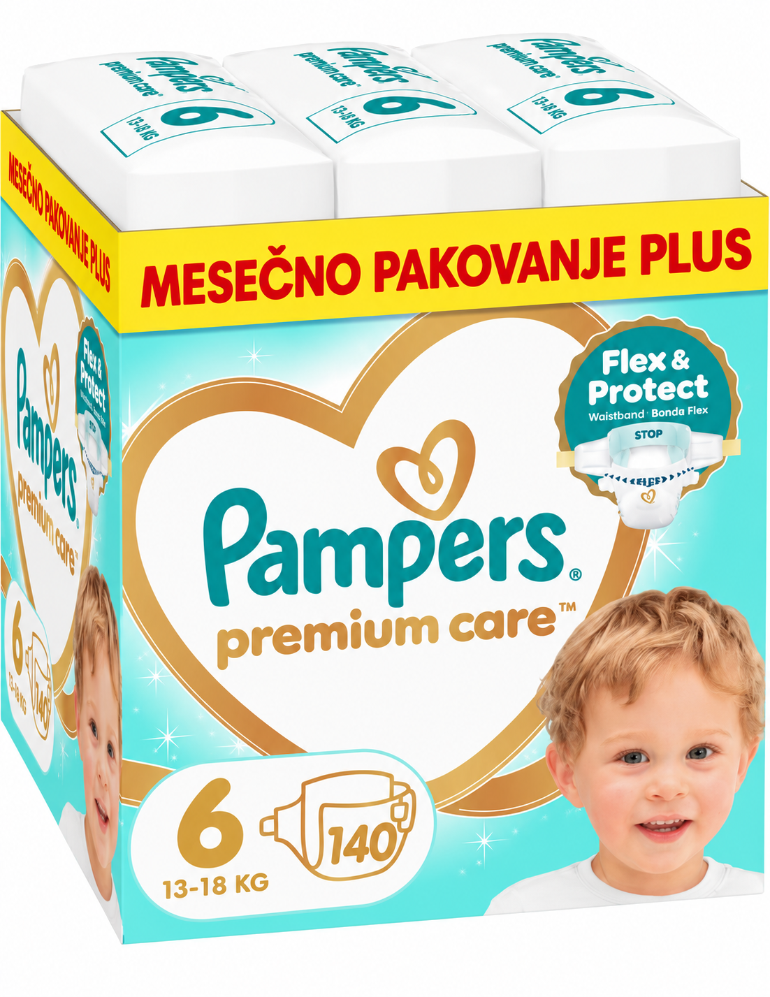 Pampers Premium Care pelene (mesečni box), veličina 6, 13-18 kg, 140 kom