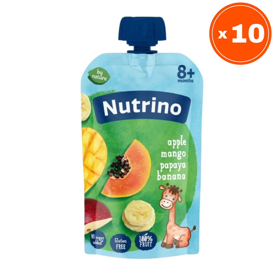 Nutrino Pire od voća, Jabuka, mango, papaja, banana, 100g, 10 komada