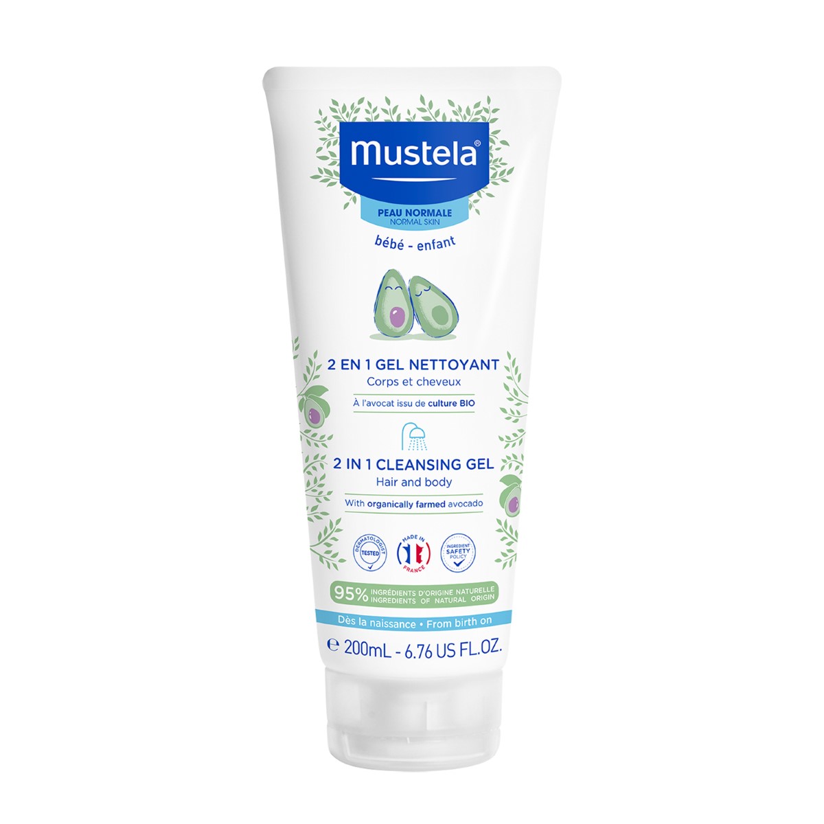 Mustela Šampon za pranje kose i tela 2u1 za bebe i decu, 200 ml