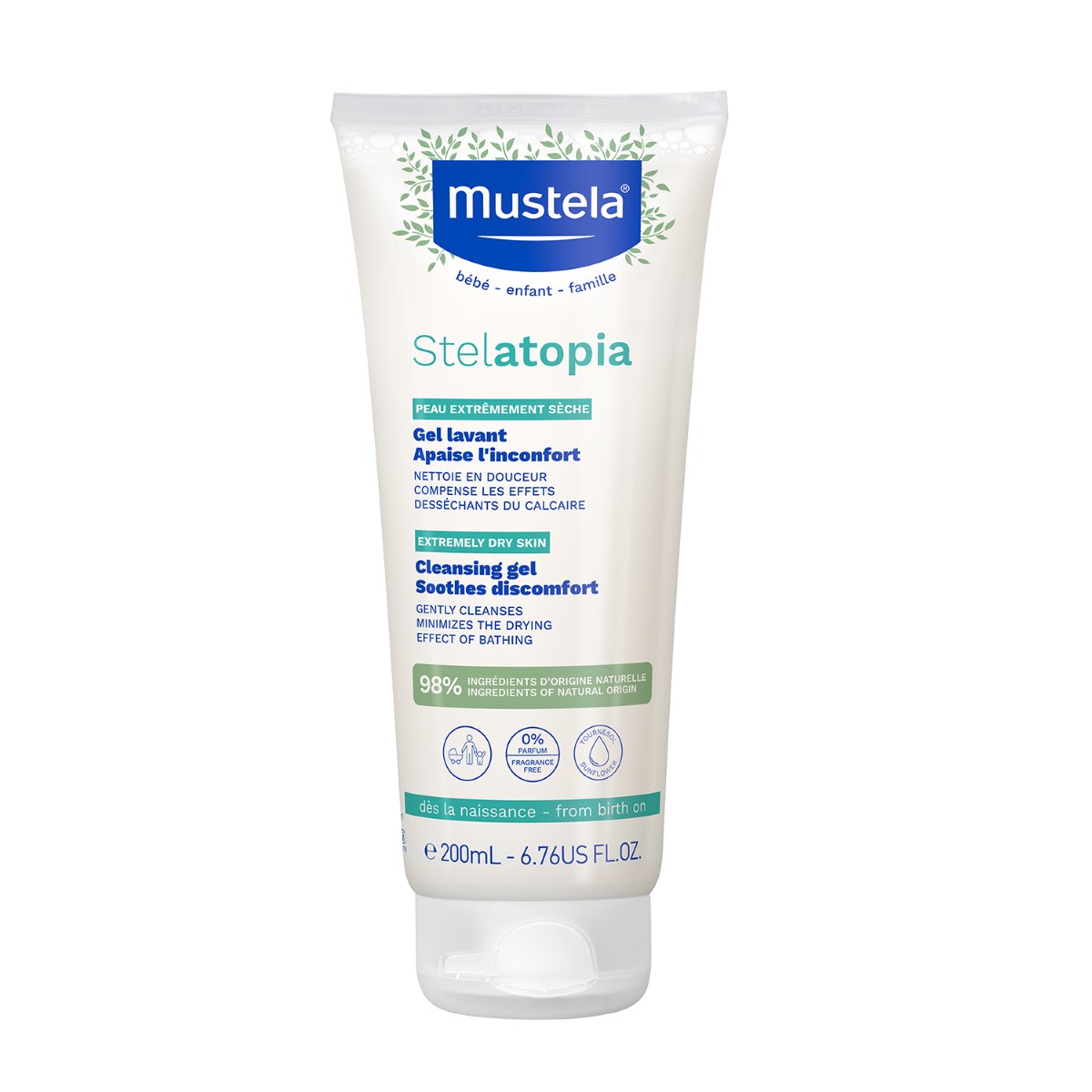 Mustela Stelatopia Gel za tuširanje za bebe, 200 ml