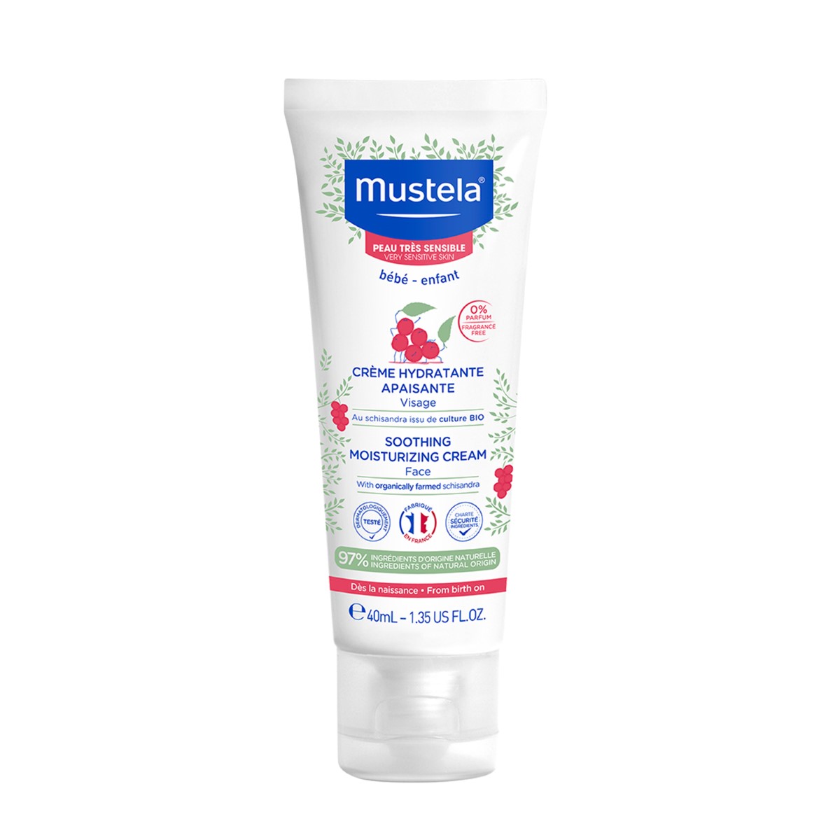 Mustela Umirujuća hidrantna krema za lice za bebe, 40 ml