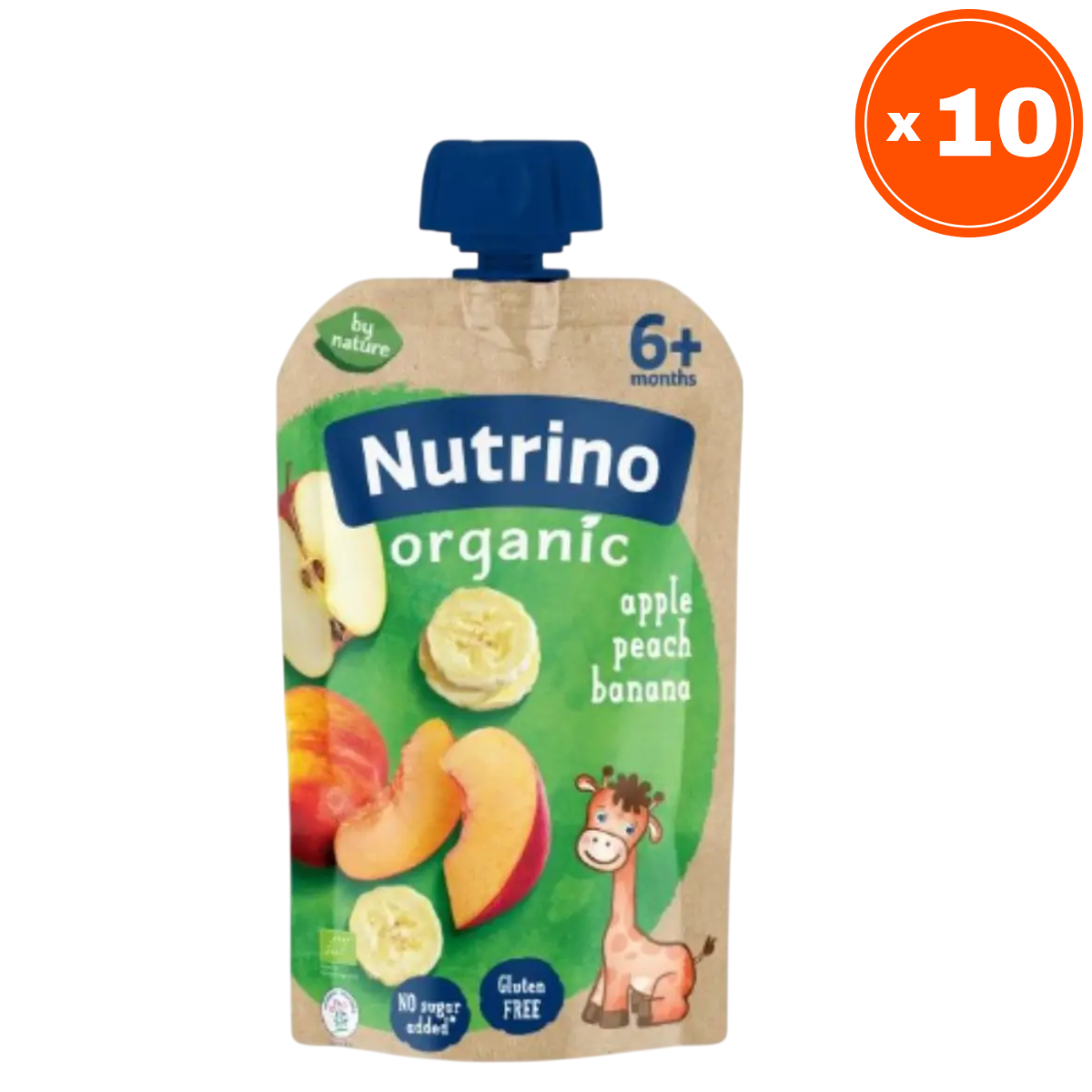 Nutrino Organic Pauč, Jabuka, breskva i banana, 100g, 10 komada