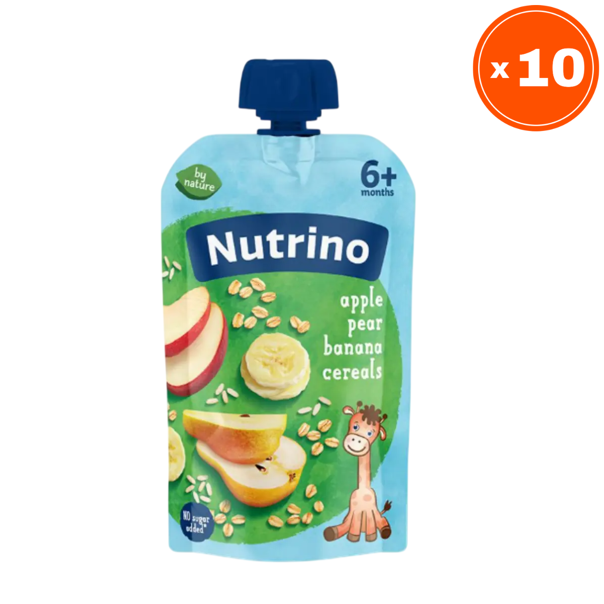 Nutrino Pire od voća, Jabuka, kruška, banana i žitarice, 100g, 10 komada